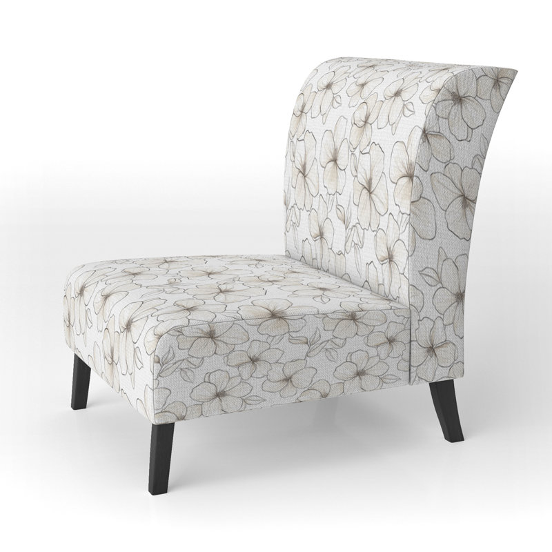 Fauteuil de chambre Floral rembourré - Ivoire, Pantoufle sans accoudoirs
