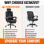 Chaise de bureau Eizimzvu avec repose-pieds, chaise de bureau ergonomique avec appui-tête réglable, chaise de bureau inclinable à haut dossier-129992527