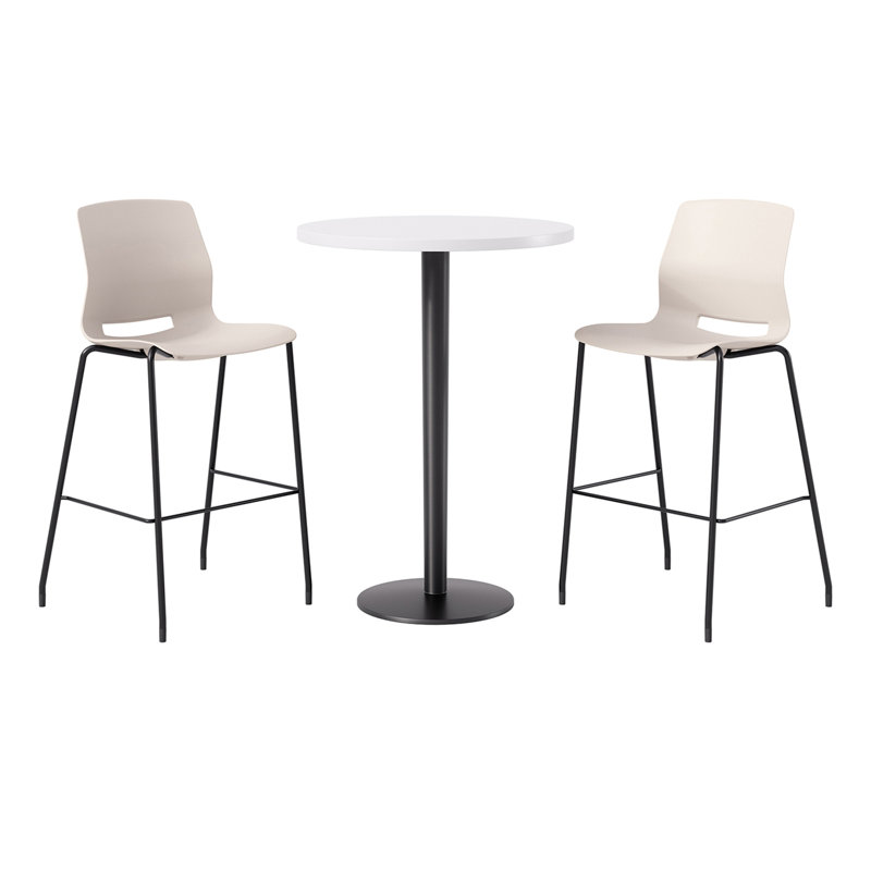 2 - Person Bar Height Dining Set, White, Cream/Black