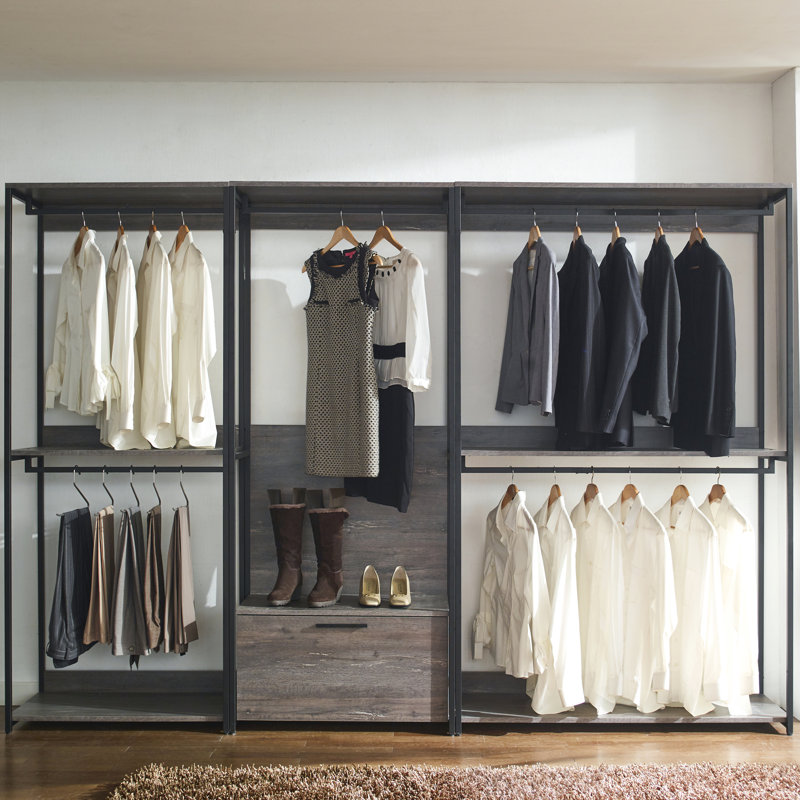 Garde-robe à structure en métal thermolaqué avec grande capacité de rangement