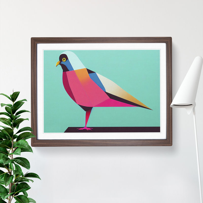 Abstract Pigeon Bird Vol.2 - Framed Print, 34cm H x 46cm W x 2cm D, Walnut
