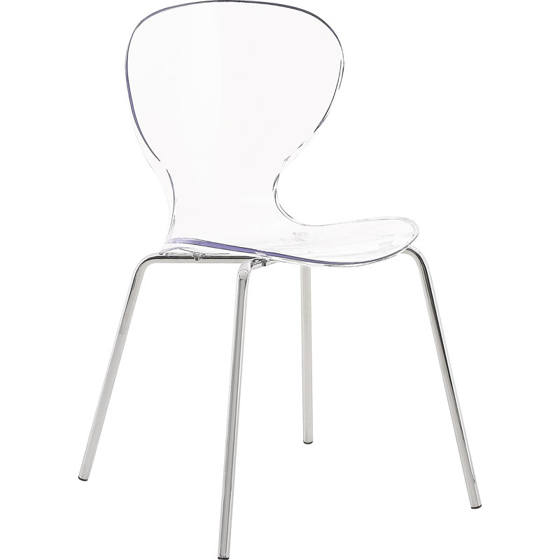 Clarion Stacking Side Chair in Clear, Chrome Lucite Polycarbonate