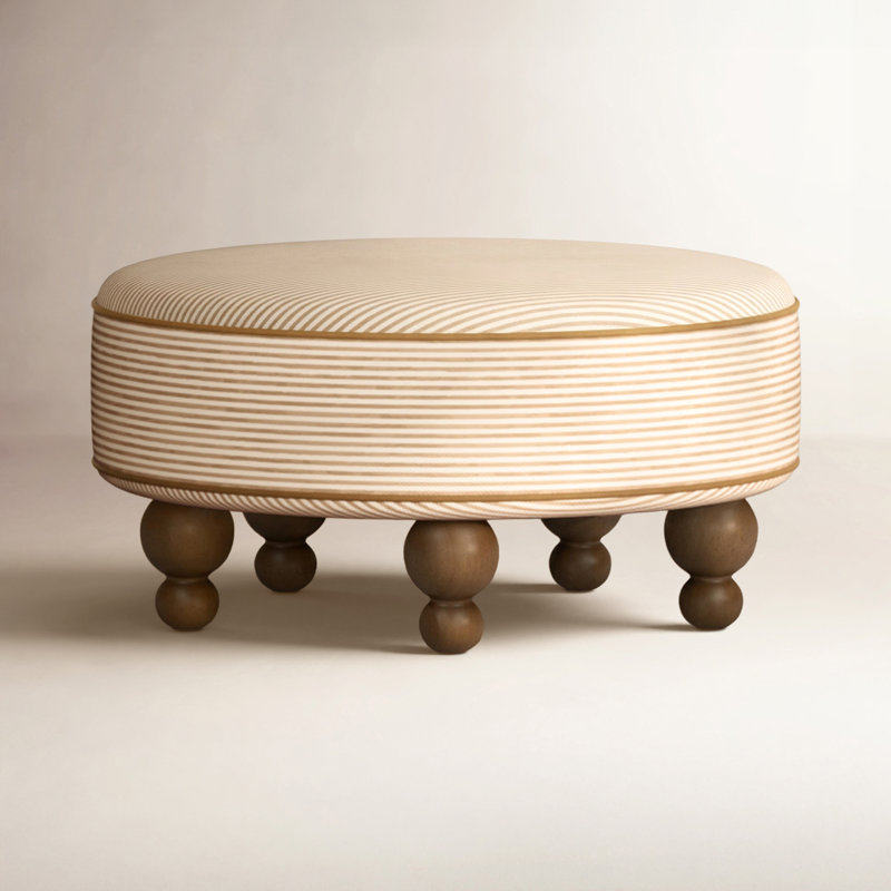 Astre Ottoman by Nate Berkus, Perf Bronze Stripe Eco-Crossweave