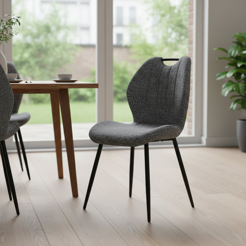 Valinda 47cm H Polyester Blend Upholstered Metal Full Back Side Chair in Grey, Dark Grey