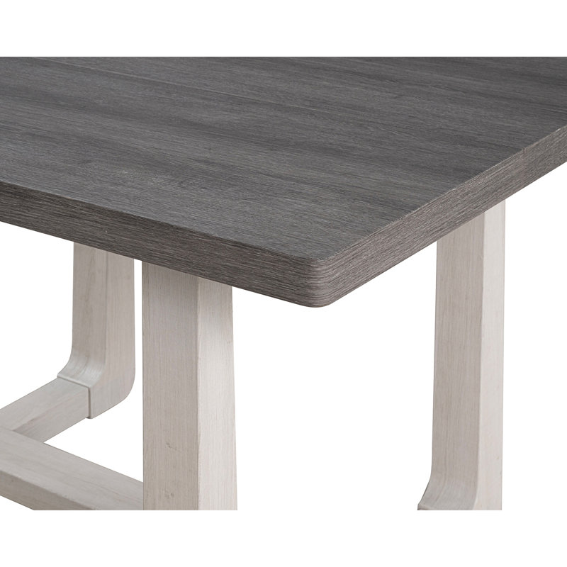Ensemble de salle à manger transitionnel 5 pièces: chaises rembourrées en tissu gris et table à tréteaux, Gris