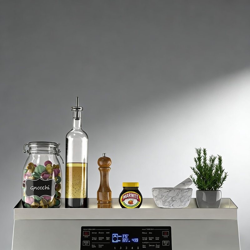 Tablette magnétique pour l'organisation de la cuisine, support à épices au-dessus du poêle de 30 pouces avec bordures de sécurité, installation sans perceuse, acier inoxydable brossé facile à nettoyer