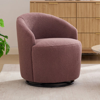 Fauteuil d'appoint pivotant Teddy, petit modèle, avec dossier incurvé et revêtement rembourré ; fauteuil de détente confortable pour le salon ou la chambre.