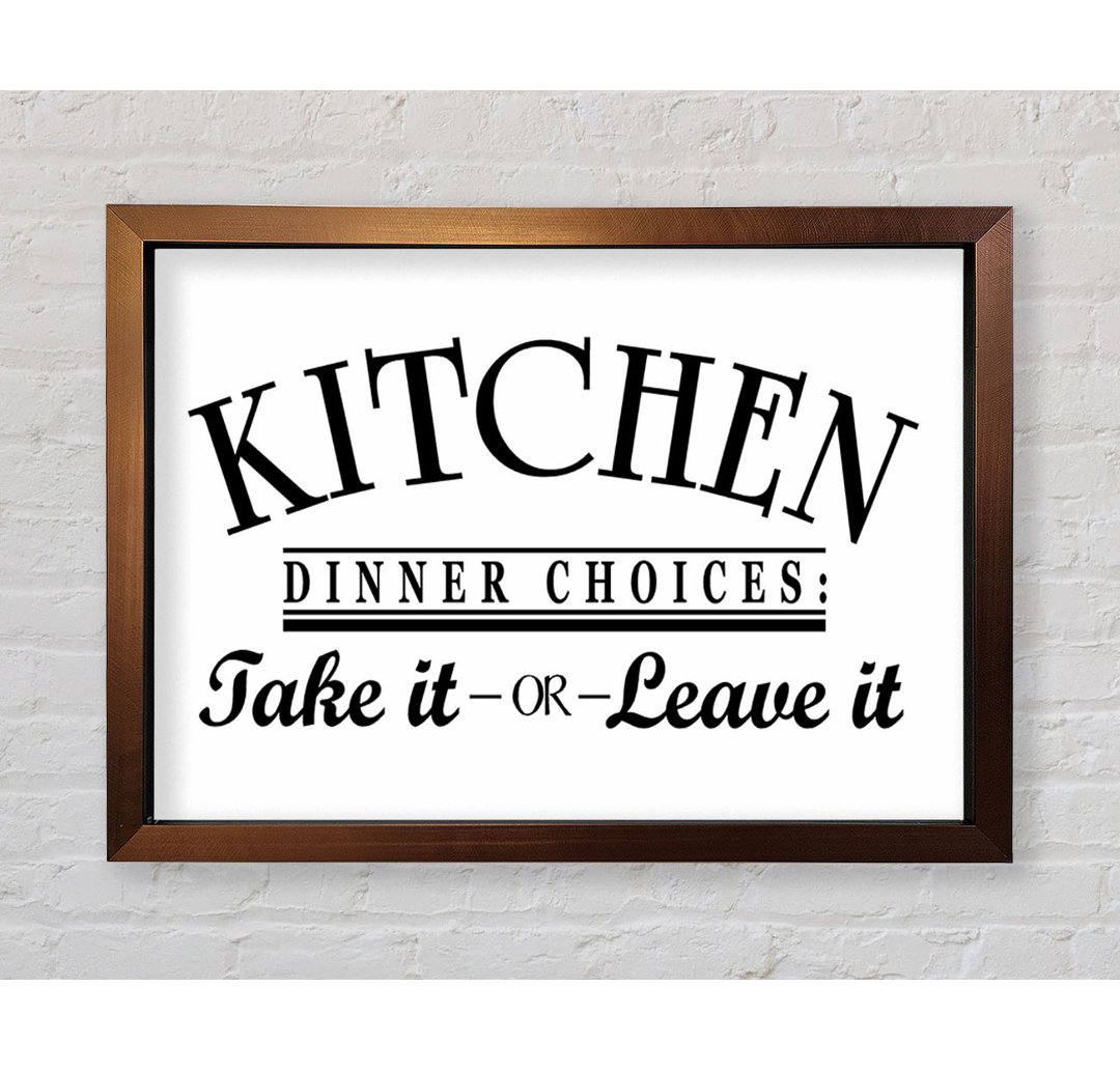 Zeba Kitchen Quote Dinner Choices Pink Gerahmter Druck Wandkunst