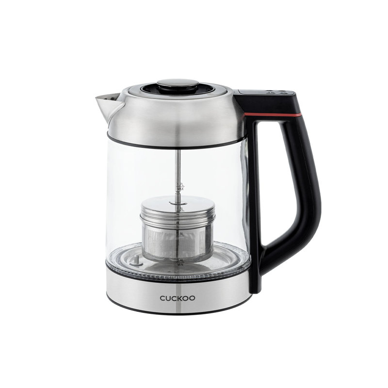 CUCKOO 1.7L Silver Glass Electric Kettle with Tea Infuser