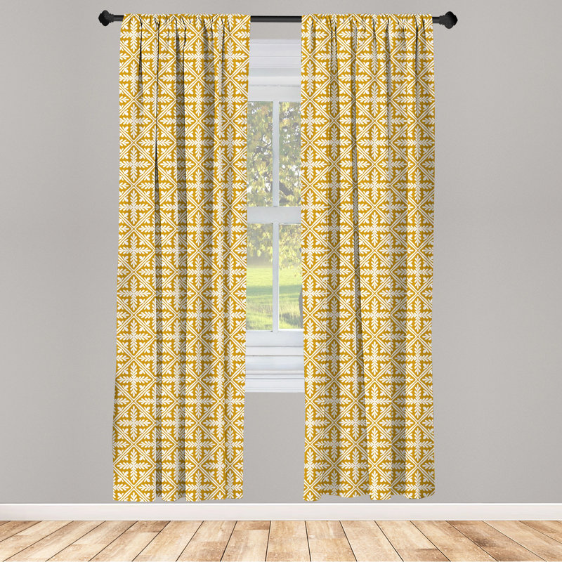 Abstract Semi-Sheer Rod Pocket Curtain Panels, 28" x 63"