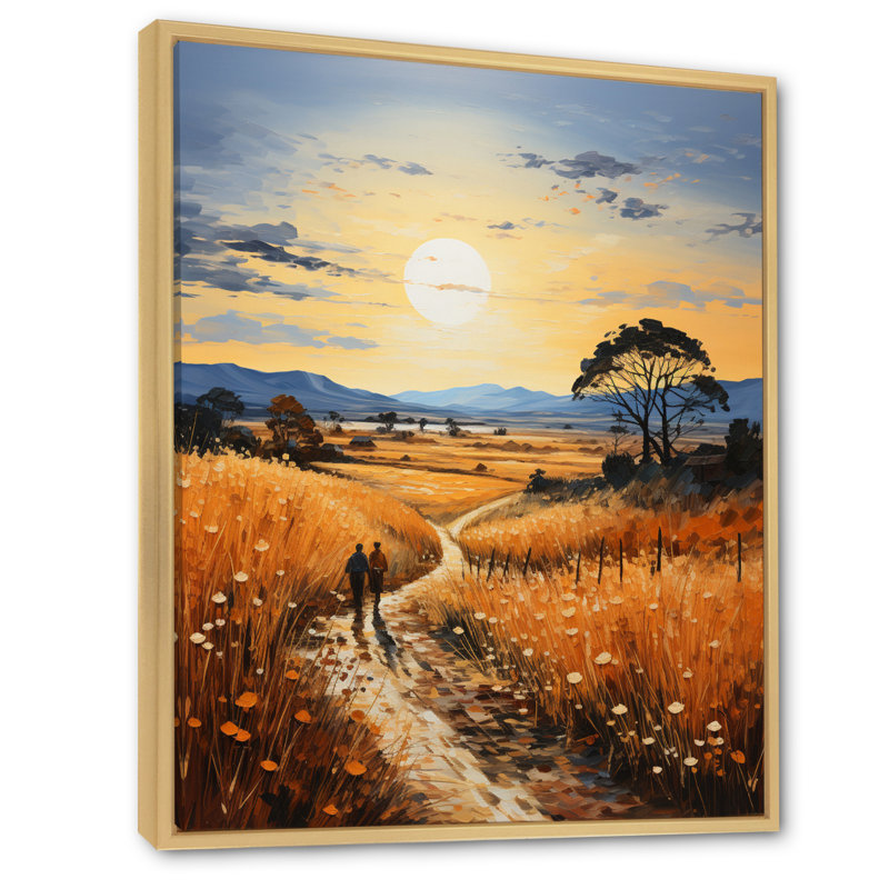 «Vangogh Harvest Time In The Wheat Fields III», encadré sur toile par Vincent Van Gogh, peinture, Cadre naturel flottant
