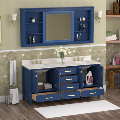 Meuble-lavabo autoportant Cholena de 72 pouces avec lavabo double