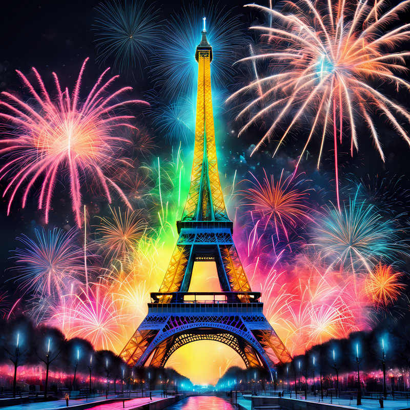 Rainbow Eiffel Tower, 54" H x 54" W