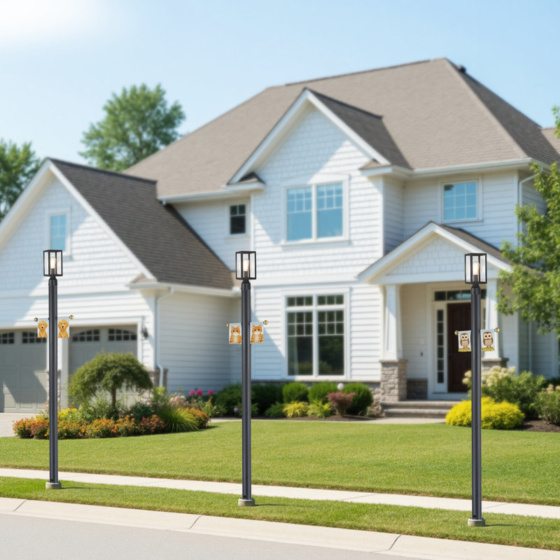 7 Ft. Black Aluminum Outdoor Lamp Post