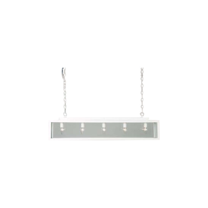 Taplin 5 - Light Kitchen Island Pendant, Frosted White Metal and Clear Glass
