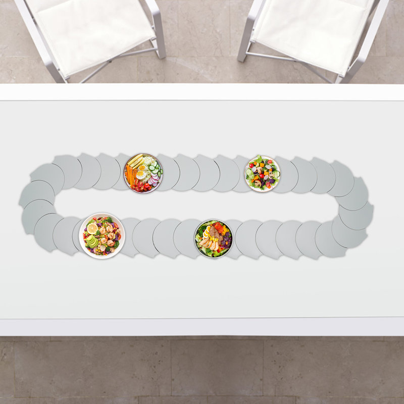 Manual Swivel Adjustable Dining Table Food Serving Train Turntable, 70.92" W x 20.5" L