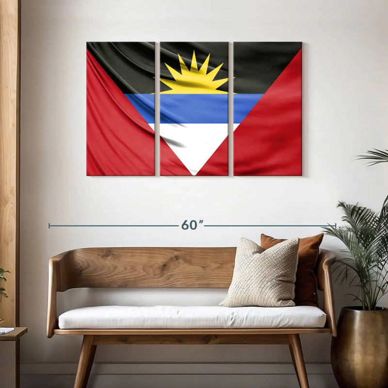 Drapeau soyeux d'Antigua-et-Barbuda, H 28 po x l 45 po