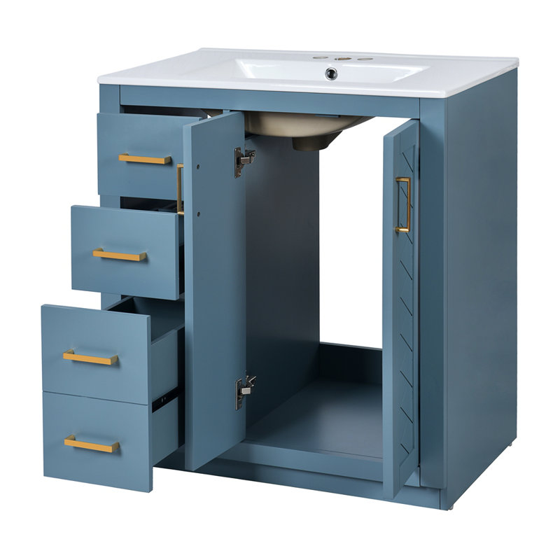 Meuble-lavabo 30 po avec lavabo en céramique, Indigo