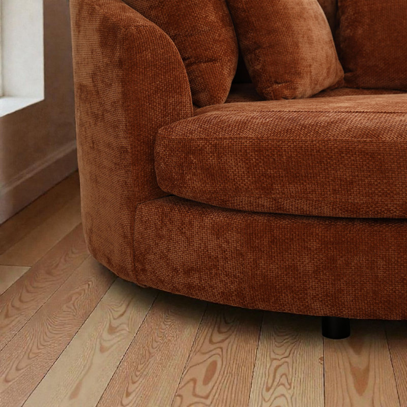Fauteuil demi-tonneau surdimensionné 59,5 po avec roulettes, Orange brûlé