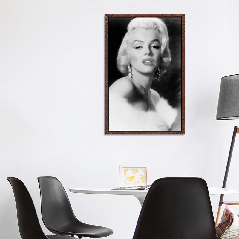 Classic Marilyn Monroe Pose I by Radio Days - Print on Canvas, Classic Brown Wood Framed, 101.6 cm H x 66.04 cm W