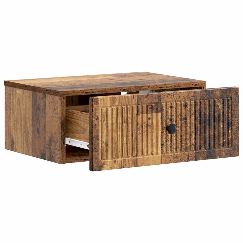 49cm W Manufactured Wood Bedside Table, Old Wood