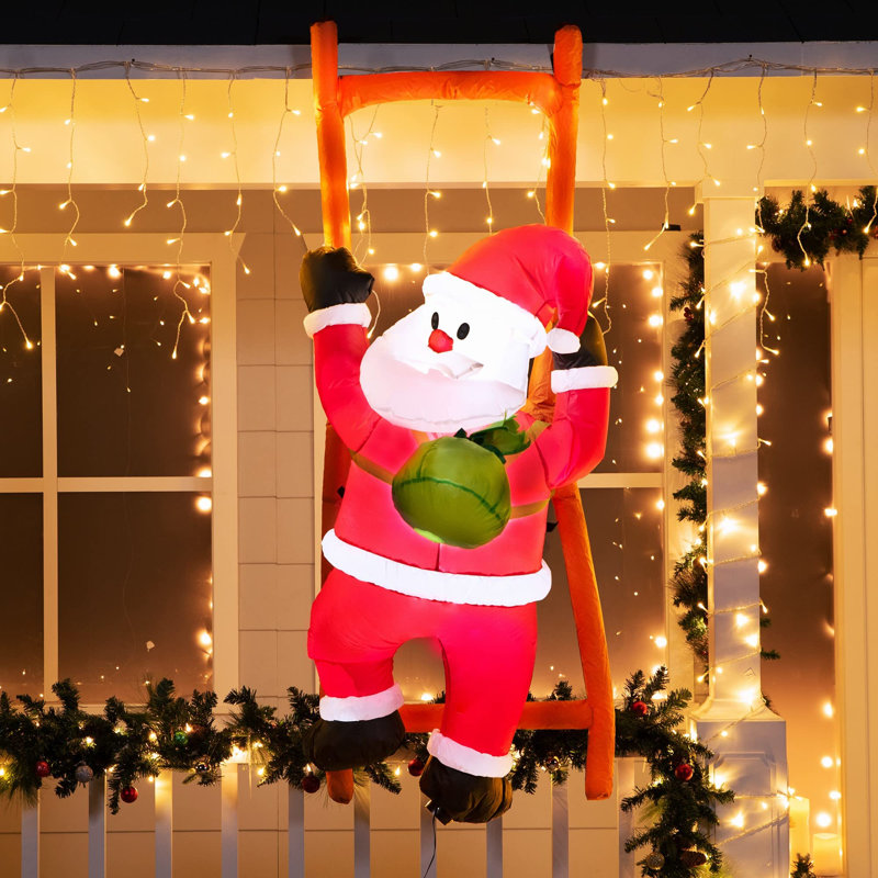 Père Noël gonflable de 6 pi grimpant, décorations de jardin de Noël gonflables suspendues avec DEL intégrées