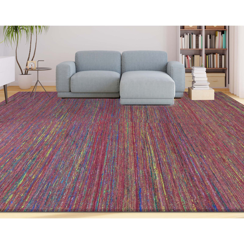 Wool Abstract Area Rug in Red