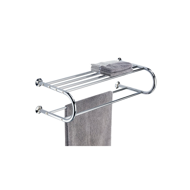 Chrome Wall Mounted Towel Rack with Shelf