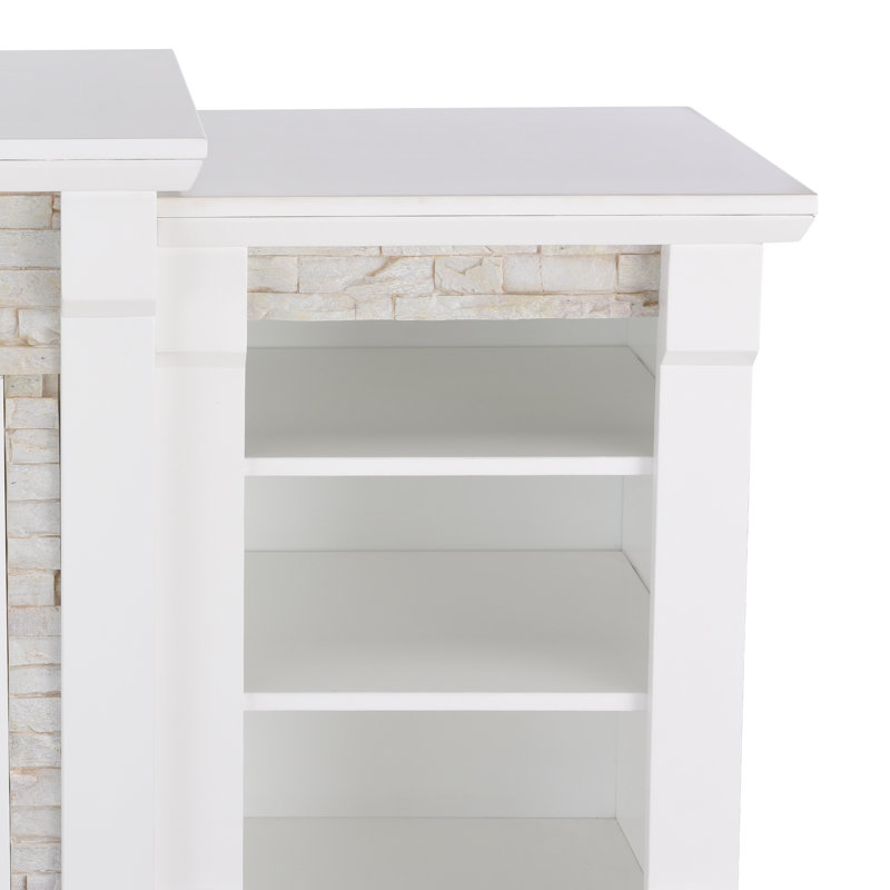 Aroon Faux Stone Electric Fireplace with Bookcase