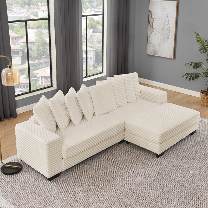 L-Shaped Modular Convertible Sofa, Beige