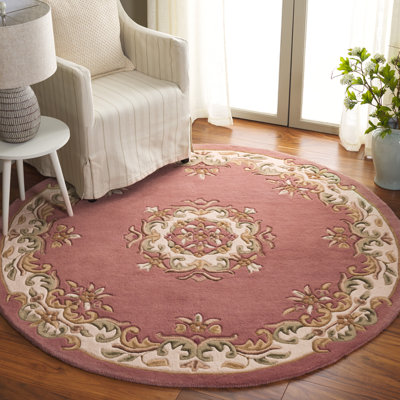 Tapis rose / ivoire en laine / coton touffeté à la main Stenberg