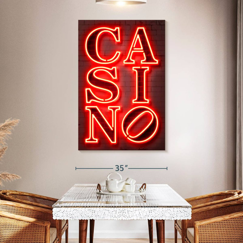 Enseigne néon de casino, H 51 po x l 34 po