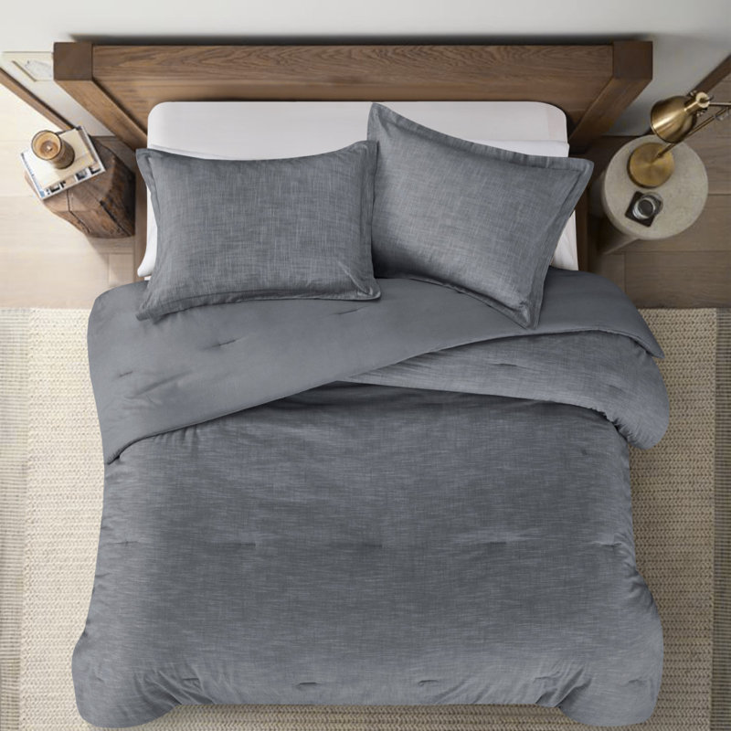 Ensemble d'édredon lavable en duvet 100% coton à densité de tissage 140 denim bleu, Très grand lit