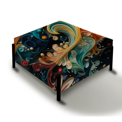 Paisley Blue And Colors Spirals - Paisley Large Square Ottoman