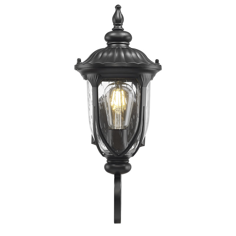 Lanterne murale d'extérieur à 1 ampoule Angie, H 16,5 po x l 6,75 po x p 9 po, Noir mat