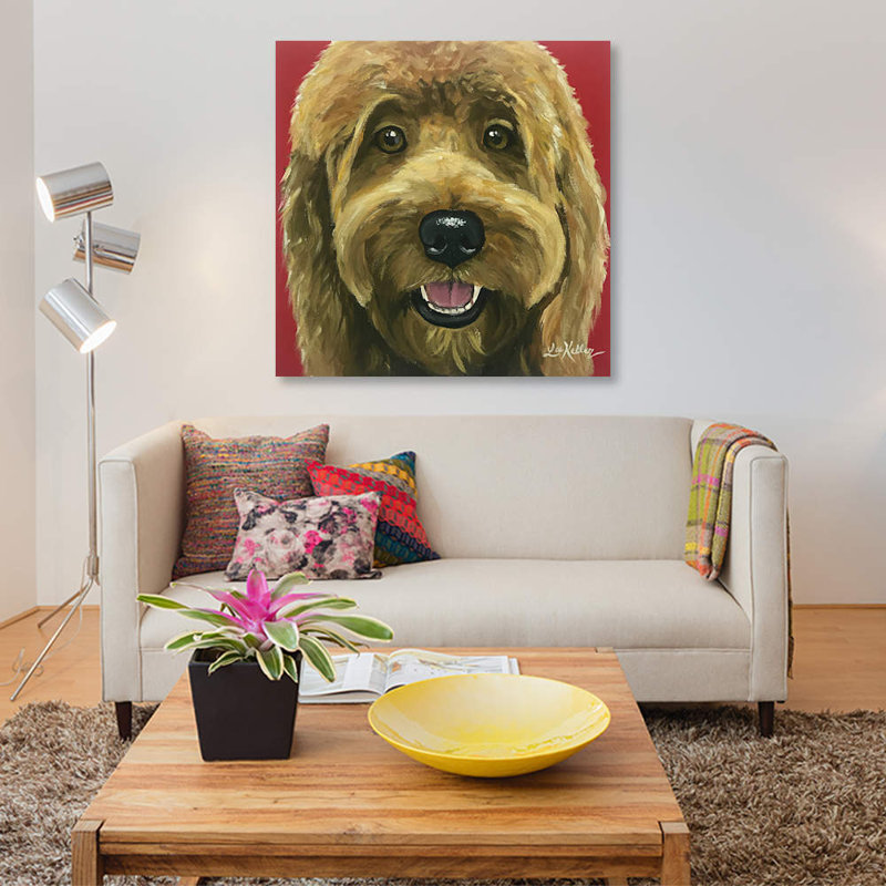 « nikki the goldendoodle », reproduction d’impression sur toile, H 12 po x l 12 po x P 0,75 po, Toile tendue