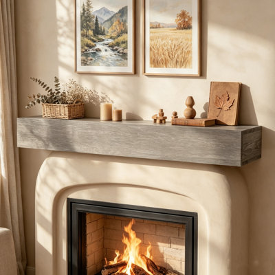 Étagères flottantes en bois massif de 72 po, étagère murale rustique en bois flottante fabriquée à la main, support de rangement pour support de chambre à coucher, décoration de salle de bain, porte-plante mural (GRIS)