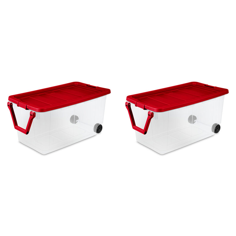 Sterilite 160 Qt Wheeled Storage Box, Large Plastic Container with Lid, 2 Pack, 2 Pack