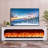 White Solid Wood Freestanding TV Cabinet Fireplace