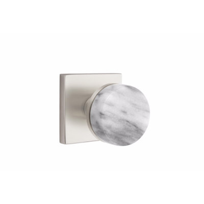 Ensemble de faux boutons Emtek Select, rosette carrée, tige conique, poignée en marbre blanc