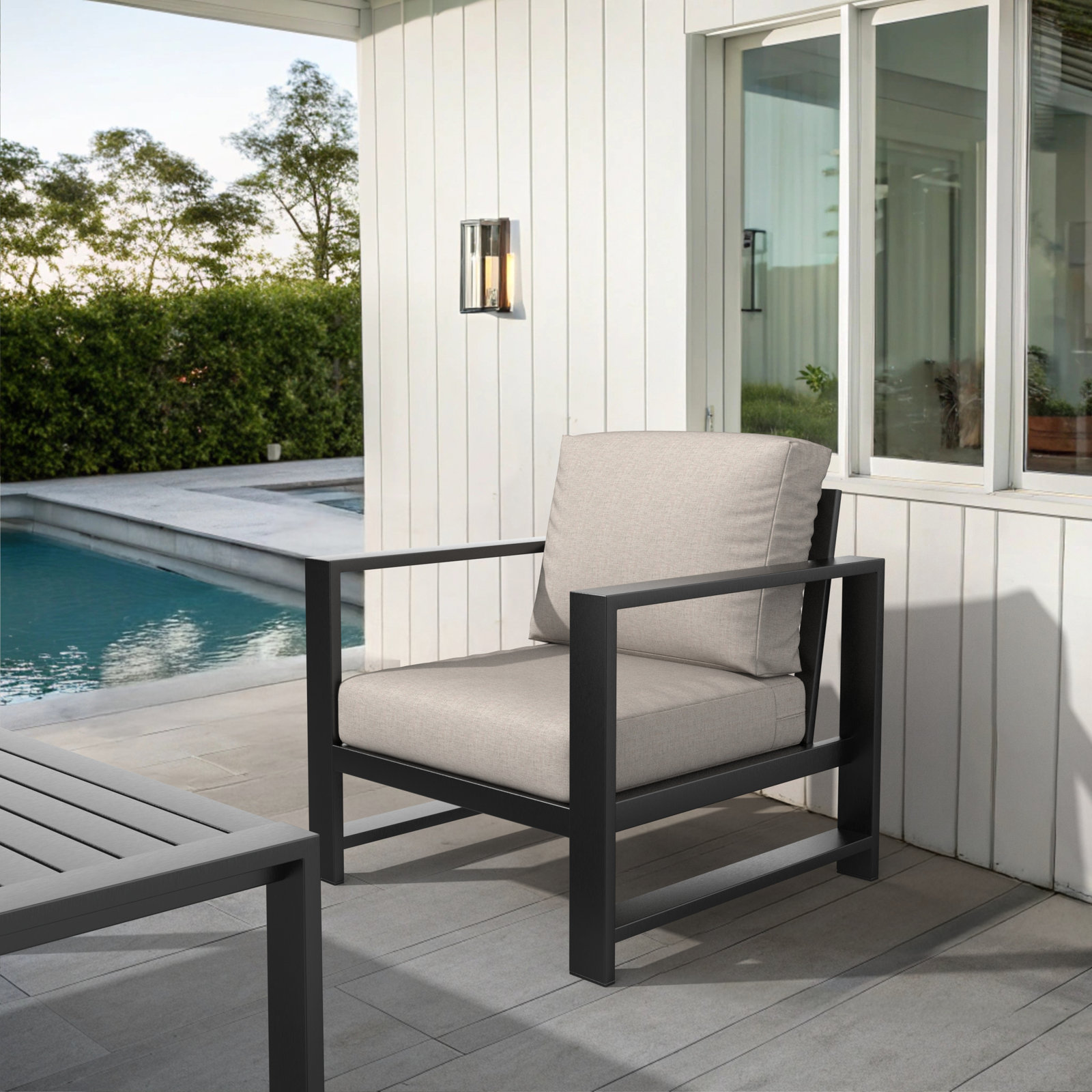 Dulcie Sunbrella® Patio Lounge Chair, Sunbrella® Cast Silver