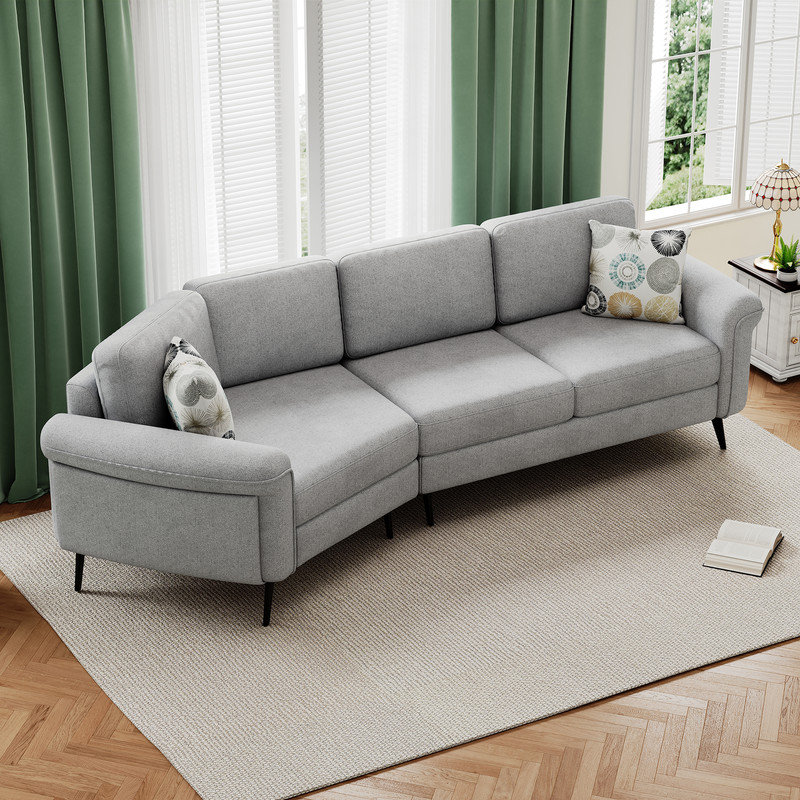 Canapé modulaire incurvé 2 pièces en chenille 2 pièces 111 po, Gris chenille