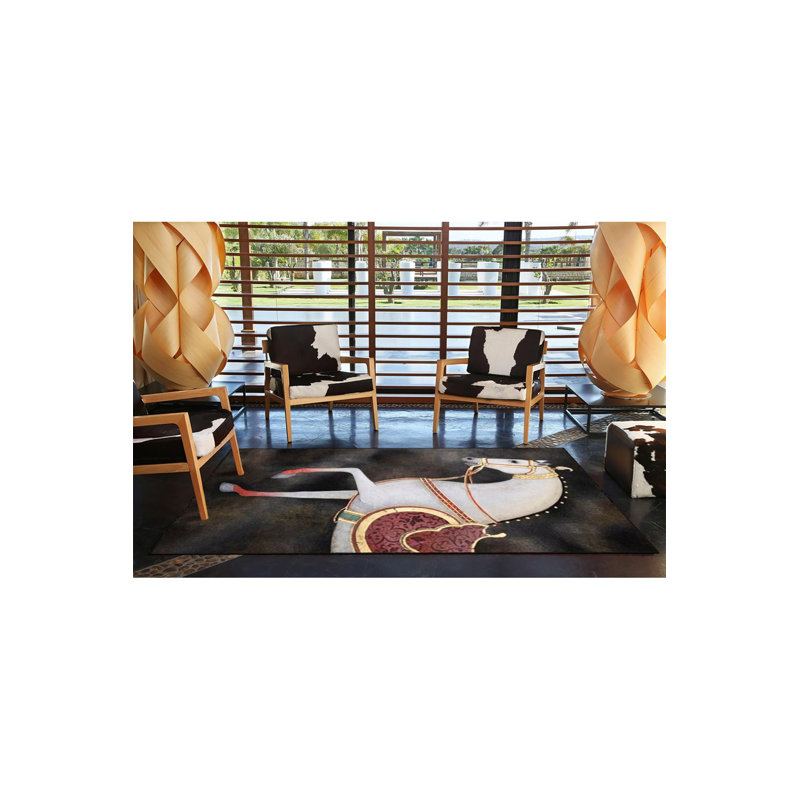 Tapis décoratif à motif animal noir lavable à la machine, Tapis de couloir 2 pi 6 po x 6 pi 7 po inclus