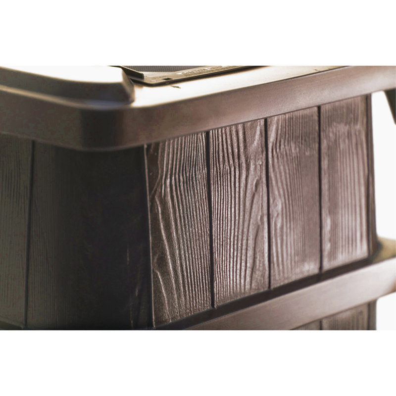FCMP Outdoor 45 Gal Wood Grain Rain Catcher Barrel Container Brown