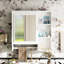 Armoire de salle de bain murale blanche, grande porte miroir, 5 tablettes réglables et plus, armoire de rangement avec 3 niveaux ouverts, design moderne-1890569304