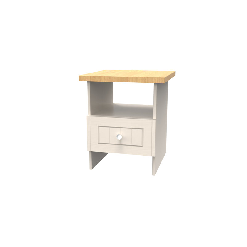 Fully Assembled McClusky Side Table with Storage, Cream