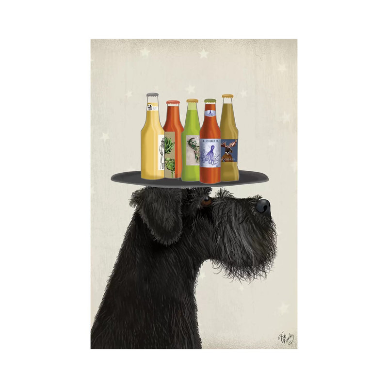 Schnauzer Black Beer Lover by Fab Funky - Wrapped Canvas Gallery-Wrapped Canvas Giclée, 66.04 cm H x 45.72 cm W x 1.91 cm D