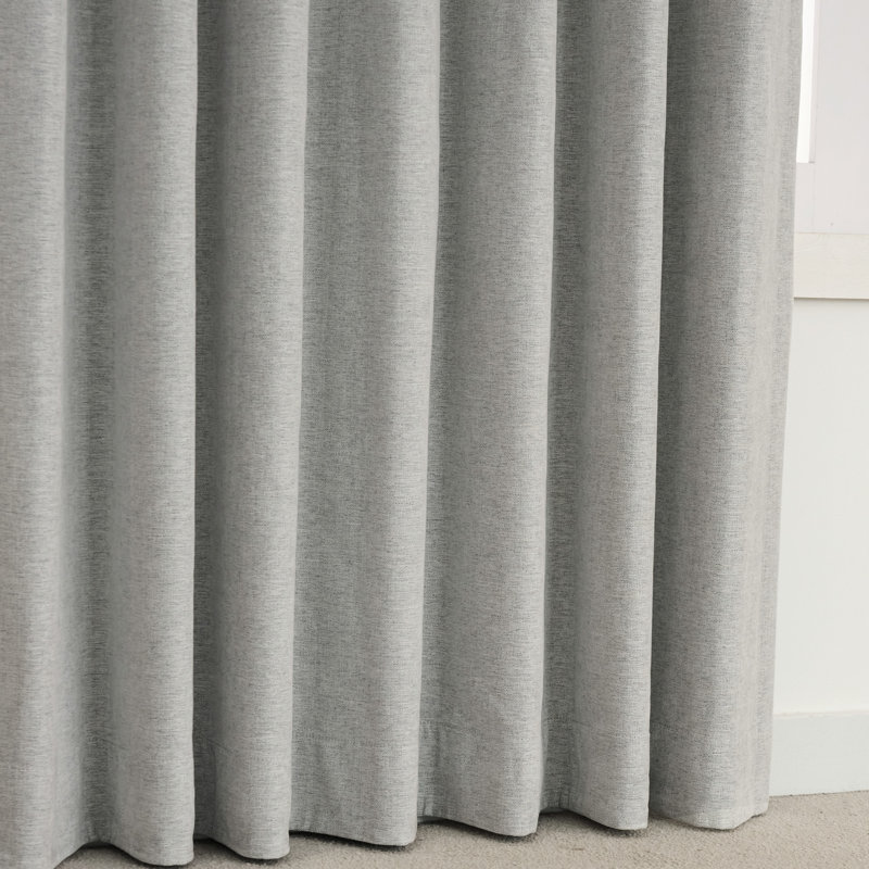 Paire de rideaux occultant Clemmence Chenille Max, Gris/beige, L 72 po x L 108 po