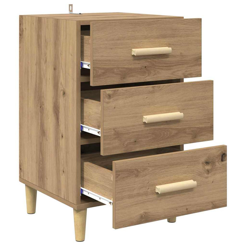 40cm W Manufactured Wood Bedside Table, Artisan Oak