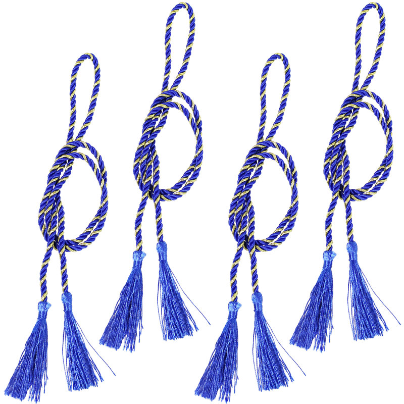 Embrasses de rideaux en corde de polyester Ronetta, Bleu, 4